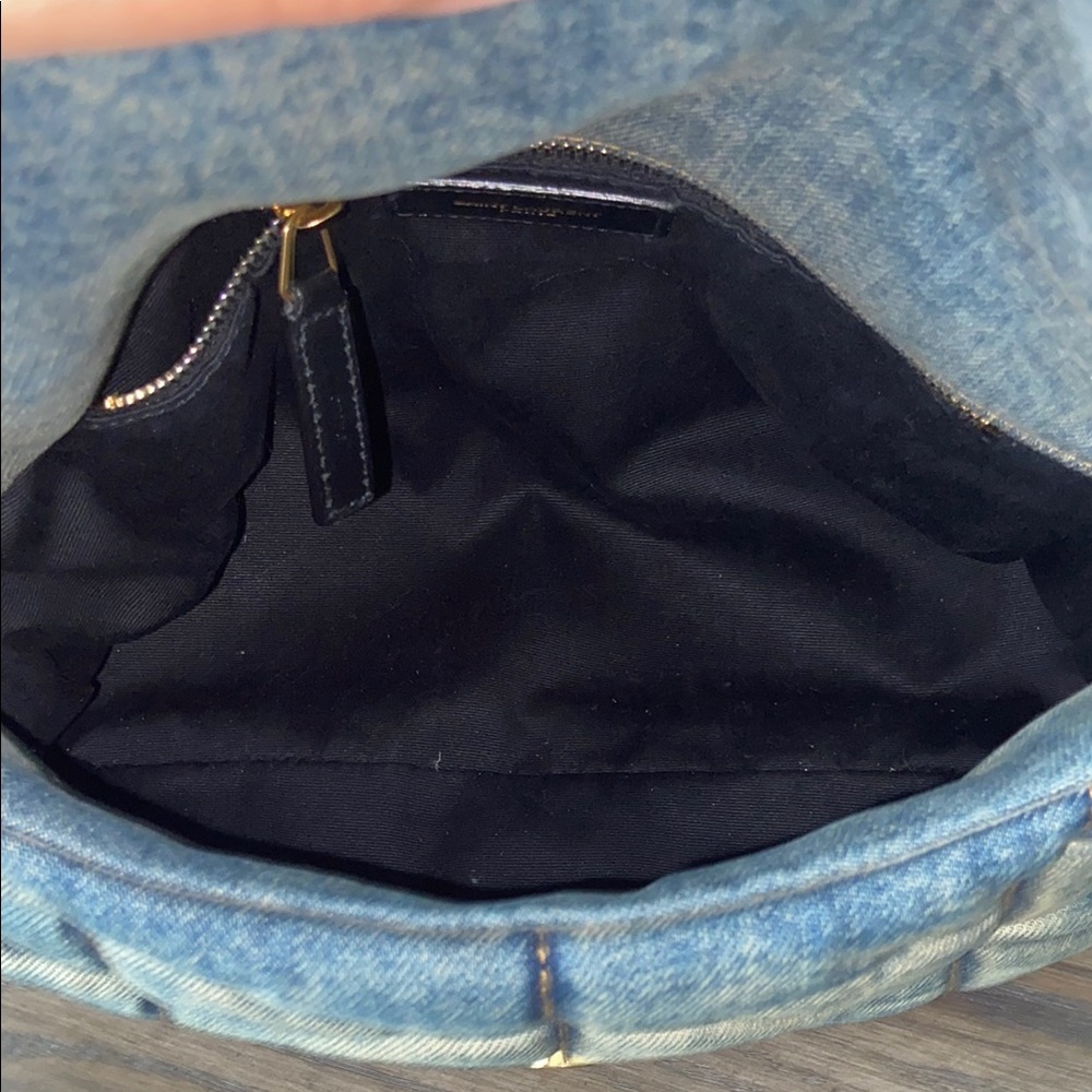 Yves Saint Laurent Denim Quilted Small Loulou Puffer Monogram Chain Satchel - Picture 8 of 11